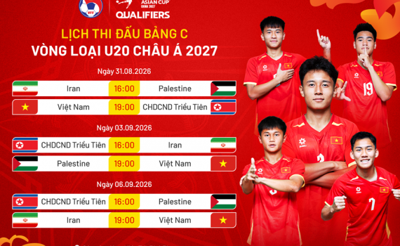 Lịch thi đấu U20 Việt Nam tại v&ograve;ng loại ch&acirc;u &Aacute; 2027