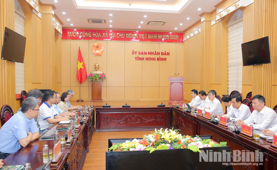 Đồng ch&iacute; Ph&oacute; B&iacute; thư Tỉnh ủy, Chủ tịch UBND tỉnh Nguyễn Thanh B&igrave;nh l&agrave;m việc với đo&agrave;n đại biểu một số doanh nghiệp FDI