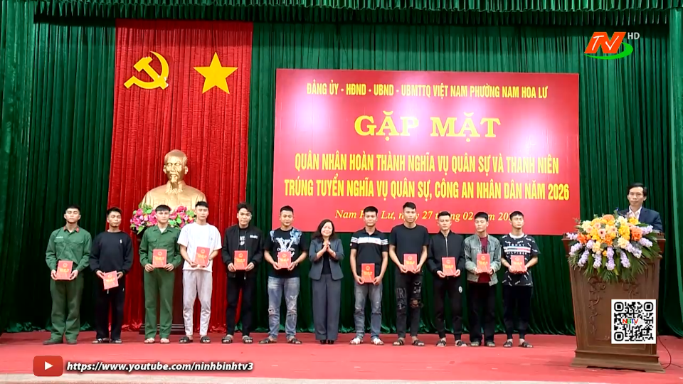 Phường Nam Hoa Lư gặp mặt thanh ni&ecirc;n tr&uacute;ng tuyển nghĩa vụ qu&acirc;n sự năm 2026