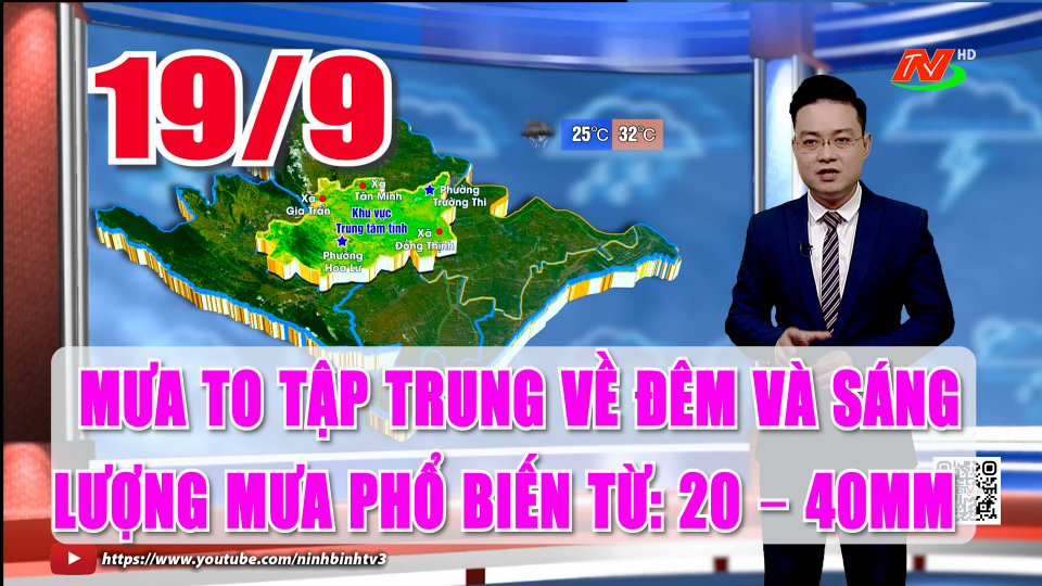 Dự b&aacute;o thời tiết 19/9: Mưa to tập trung về đ&ecirc;m v&agrave; s&aacute;ng. Lượng mưa phổ biến từ: 20 &ndash; 40mm