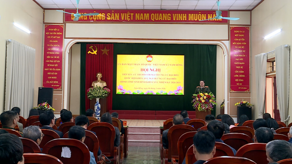 Tiếp x&uacute;c giữa cử tri với người ứng cử đại biểu Quốc hội, đại biểu HĐND tỉnh kh&oacute;a XVI tại c&aacute;c x&atilde; Nam Hồng, Nam Ninh