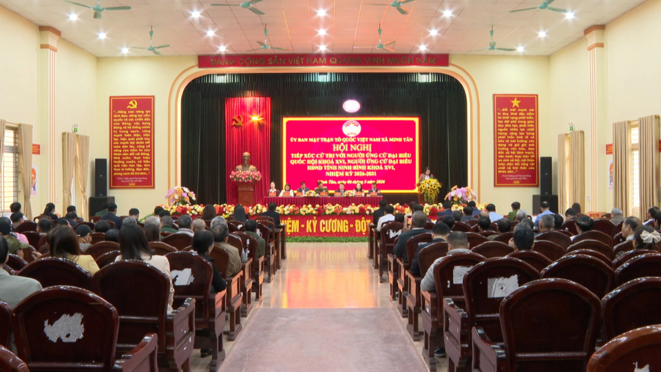 Tiếp x&uacute;c giữa cử tri với người ứng cử đại biểu Quốc hội, đại biểu HĐND tỉnh kh&oacute;a XVI tại c&aacute;c x&atilde; Minh T&acirc;n, Vụ Bản