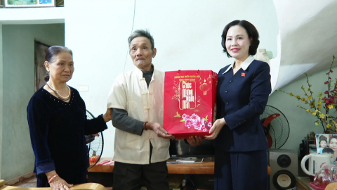 Đồng ch&iacute; Trần Thị Hồng Thanh, Ph&oacute; Trưởng đo&agrave;n ĐBQH tỉnh thăm, tặng qu&agrave; Tết B&iacute;nh Ngọ