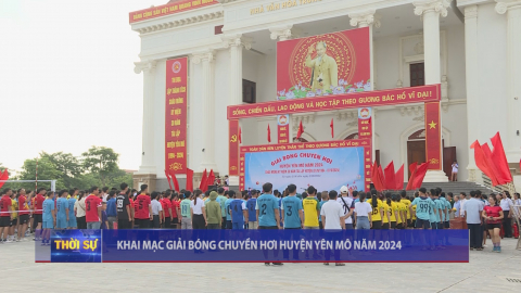 Khai mạc Giải b&oacute;ng chuyền hơi huyện Y&ecirc;n M&ocirc; năm 2024