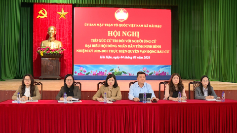 Tiếp x&uacute;c giữa cử tri với người ứng cử đại biểu HĐND tỉnh Ninh B&igrave;nh kh&oacute;a XVI tại x&atilde; Hải Hậu