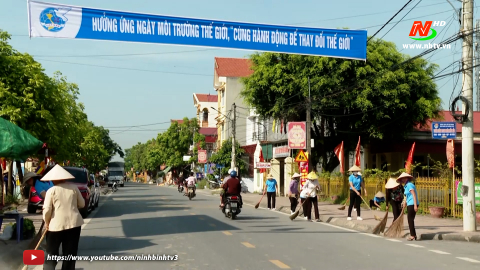 Hội phụ nữ Nho Quan, Y&ecirc;n M&ocirc;, Y&ecirc;n Kh&aacute;nh ra qu&acirc;n hưởng ứng ng&agrave;y m&ocirc;i trường thế giới