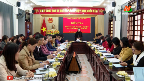 Kiểm tra phổ cập v&agrave; x&oacute;a m&ugrave; chữ tại huyện Nho Quan, Y&ecirc;n Kh&aacute;nh