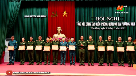 Nho Quan tổng kết c&ocirc;ng t&aacute;c quốc ph&ograve;ng, qu&acirc;n sự địa phương năm 2023