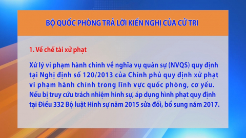 Bộ quốc ph&ograve;ng trả lời kiến nghị của cử tri