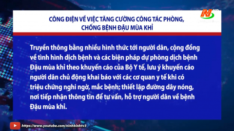 C&ocirc;ng điện về việc tăng cường c&ocirc;ng t&aacute;c ph&ograve;ng, chống bệnh đậu m&ugrave;a khỉ
