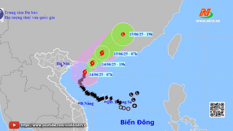Tin b&atilde;o tr&ecirc;n Biển Đ&ocirc;ng (cơn b&atilde;o số 1) hồi 7h ng&agrave;y 14/6
