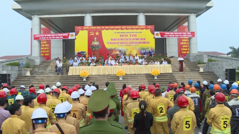 Hội thi chữa ch&aacute;y v&agrave; CNCH tổ li&ecirc;n gia an to&agrave;n PCCC huyện Gia Viễn