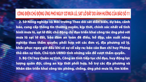 C&ocirc;ng điện chủ động ứng ph&oacute; nguy cơ mưa lũ, sạt lở đất do ảnh hưởng của b&atilde;o số 11