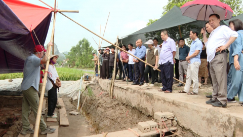 Khai quật khảo cổ tại khu vực ch&ugrave;a B&agrave; Ng&ocirc;, th&agrave;nh phố Hoa Lư