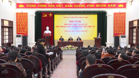 Đảng ủy phường Trung Sơn đối thoại với c&aacute;n bộ, hội vi&ecirc;n phụ nữ