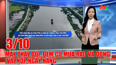 Dự b&aacute;o thời tiết khu vực tỉnh Ninh B&igrave;nh đ&ecirc;m 02, ng&agrave;y 03/10/2025