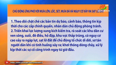 Chủ động ứng ph&oacute; với mưa lớn, lốc, s&eacute;t, mưa đ&aacute; v&agrave; nguy cơ xảy ra sạt lở đất