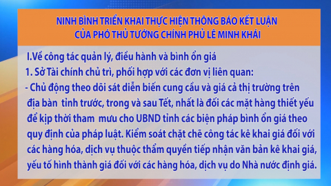 Ninh B&igrave;nh triển khai thực hiện th&ocirc;ng b&aacute;o kết luận của ph&oacute; thủ tướng ch&iacute;nh phủ L&ecirc; Minh Kh&aacute;i