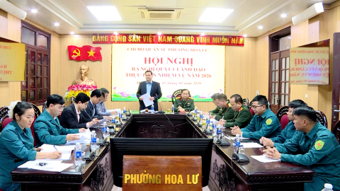 Chi bộ qu&acirc;n sự phường Hoa Lư ra Nghị quyết l&atilde;nh đạo thực hiện nhiệm vụ năm 2026