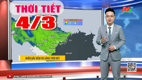 Dự b&aacute;o thời tiết khu vực tỉnh Ninh B&igrave;nh đ&ecirc;m 3, ng&agrave;y 4/3/2026