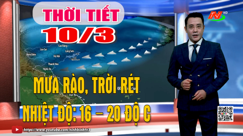 Dự b&aacute;o thời tiết khu vực tỉnh Ninh B&igrave;nh đ&ecirc;m 9, ng&agrave;y 10/3/2026