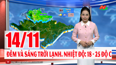 Dự b&aacute;o thời tiết khu vực tỉnh Ninh B&igrave;nh đ&ecirc;m 13, ng&agrave;y 14/11/2025