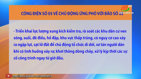 C&ocirc;ng điện s&ocirc;́ 05 về chủ động ứng ph&oacute; với b&atilde;o số 02