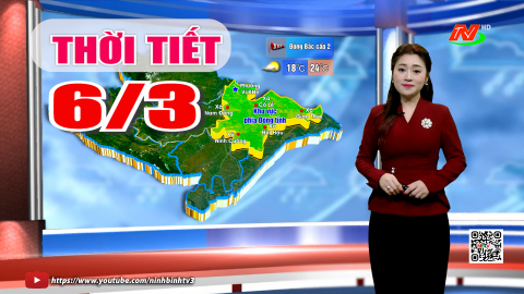 Dự b&aacute;o thời tiết khu vực tỉnh Ninh B&igrave;nh đ&ecirc;m 5, ng&agrave;y 6/3/2026