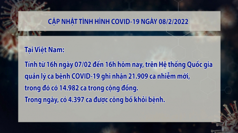 Cập nhật Covid -19 ng&agrave;y 8.2.2022
