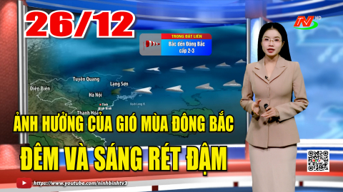 Dự b&aacute;o thời tiết khu vực tỉnh Ninh B&igrave;nh đ&ecirc;m 25, ng&agrave;y 26/12/2025