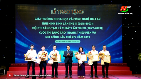 Lễ trao tặng c&aacute;c giải thưởng Khoa học C&ocirc;ng nghệ, S&aacute;ng tạo kỹ thuật tỉnh Ninh B&igrave;nh năm 2023