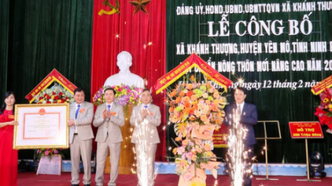 Kh&aacute;nh Thượng đ&oacute;n bằng c&ocirc;ng nhận x&atilde; đạt chuẩn n&ocirc;ng th&ocirc;n mới n&acirc;ng cao