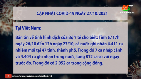 Cập nhật COVID-19 ng&agrave;y 27/10/2021