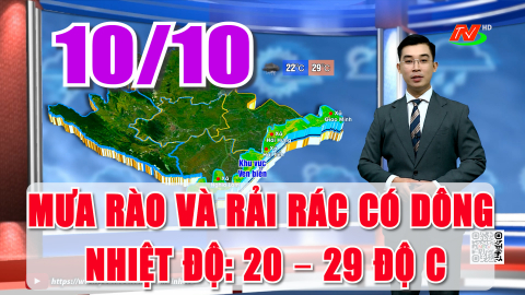 Dự b&aacute;o thời tiết 10/10: C&oacute; mưa r&agrave;o v&agrave; rải r&aacute;c c&oacute; d&ocirc;ng. Nhiệt độ giảm xuống: 20-29 độ C.
