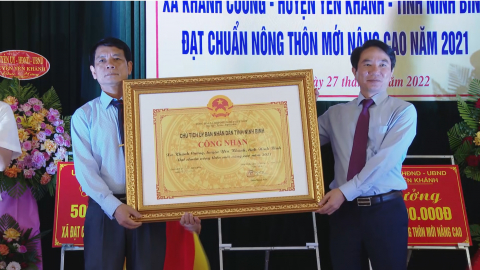 Kh&aacute;nh Cường đ&oacute;n bằng c&ocirc;ng nhận x&atilde; đạt chuẩn n&ocirc;ng th&ocirc;n mới n&acirc;ng cao năm 2021