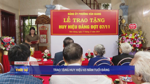 Trao tặng Huy hiệu 65 năm tuổi Đảng cho đồng ch&iacute; Nguyễn Thanh T&uacute;c, nguy&ecirc;n Ph&oacute; B&iacute; thư Thường trực Tỉnh ủy, nguy&ecirc;n Chủ tịch HĐND tỉnh Ninh B&igrave;nh