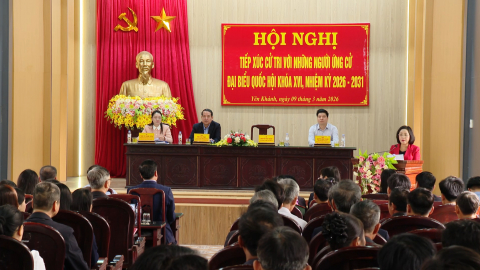 Ph&oacute; Chủ tịch Quốc hội Nguyễn Thị Thanh v&agrave; c&aacute;c ứng cử vi&ecirc;n đại biểu Quốc hội kh&oacute;a XVI tiếp x&uacute;c cử tri c&aacute;c x&atilde; Y&ecirc;n Kh&aacute;nh, Kh&aacute;nh Trung, Kh&aacute;nh Thiện
