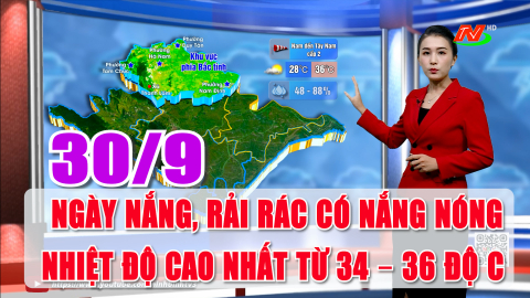  Dự b&aacute;o thời tiết 30/9: Ng&agrave;y nắng n&oacute;ng kết hợp với độ ẩm trong kh&ocirc;ng kh&iacute; giảm thấp.