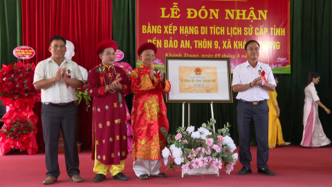 Đ&oacute;n Bằng xếp hạng di t&iacute;ch lịch sử cấp tỉnh đền Bảo An