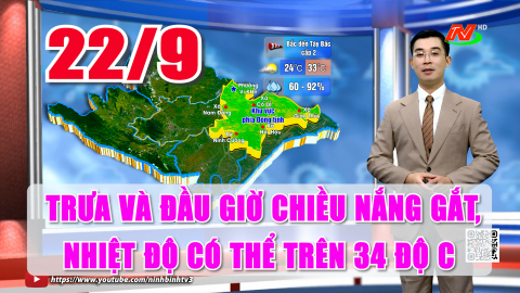  Dự b&aacute;o thời tiết 22/9: Trưa v&agrave; đầu giờ chiều nắng gắt, nhiệt độ c&oacute; thể tr&ecirc;n 34 độ C.