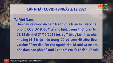 Cập nhật COVID-19 ng&agrave;y 02/12/2021