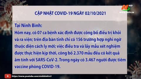 Cập nhật t&igrave;nh h&igrave;nh COVID-19 ng&agrave;y 02/10/2021