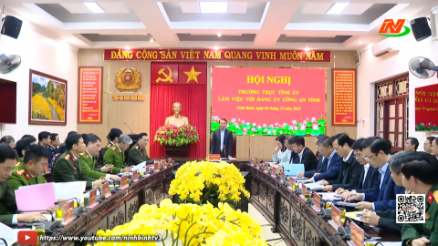 Thường trực tỉnh ủy l&agrave;m việc với Đảng ủy C&ocirc;ng an tỉnh