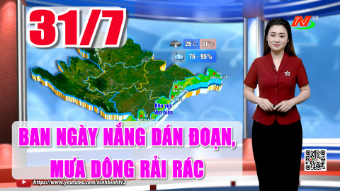 Dự b&aacute;o thời tiết đ&ecirc;m nay, ng&agrave;y mai 31/7/2026 | Ban ng&agrave;y nắng d&aacute;n đoạn, mưa d&ocirc;ng rải r&aacute;c.