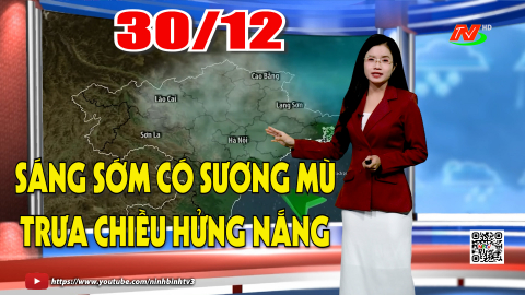 Dự b&aacute;o thời tiết khu vực tỉnh Ninh B&igrave;nh đ&ecirc;m 29, ng&agrave;y 30/12/2025