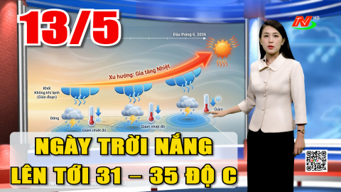  Dự b&aacute;o thời tiết đ&ecirc;m 12/5, ng&agrave;y 13/5 | Nền nhiệt buổi trưa tăng kh&aacute; cao, l&ecirc;n tới 31 &ndash; 35 độ C.