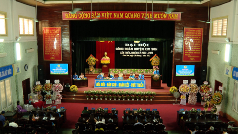 Đại hội c&ocirc;ng đo&agrave;n huyện Kim Sơn nhiệm kỳ 2023 -2028