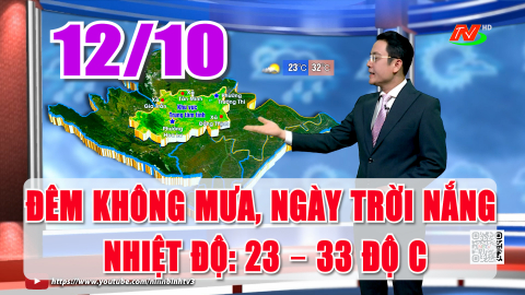  Dự b&aacute;o thời tiết 12/10: Đ&ecirc;m kh&ocirc;ng mưa, ng&agrave;y trời nắng Nhiệt độ: 23 &ndash; 33 độ C.