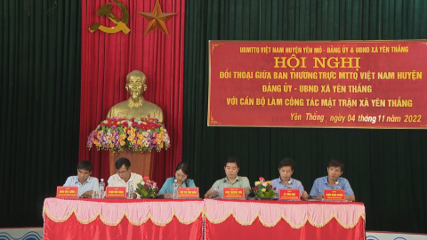 Đối thoại với c&aacute;n bộ l&agrave;m c&ocirc;ng t&aacute;c mặt trận x&atilde; Y&ecirc;n Thắng