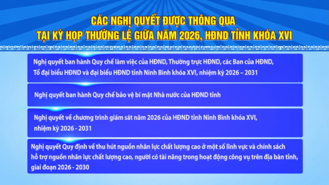 C&aacute;c Nghị quyết được th&ocirc;ng qua tại Kỳ họp thường lệ giữa năm 2026, HĐND tỉnh kh&oacute;a XVI, nhiệm kỳ 2026-2031
